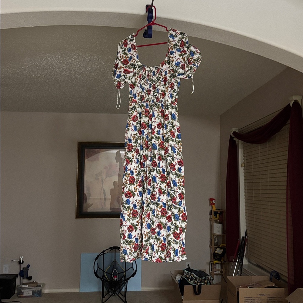Rock & Roll Cowgirl Floral Maxi Dress - Red, Blue, White